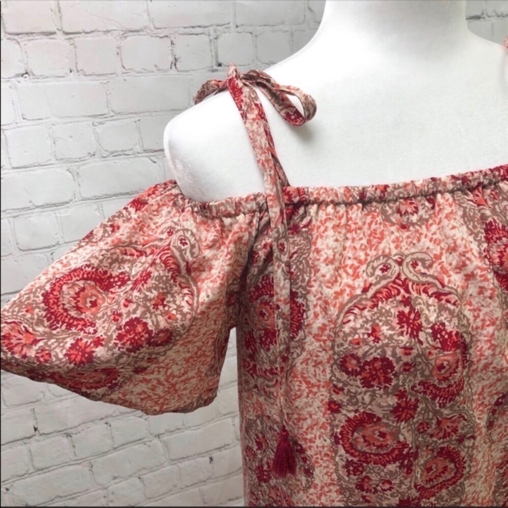 Madewell Festival Watercolor Silk Paisley Dress Size Medium Tie Shoulder G6410 - Picture 4 of 8
